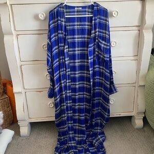 JODIFL Blue and Black Plaid Lightweight Cardigan